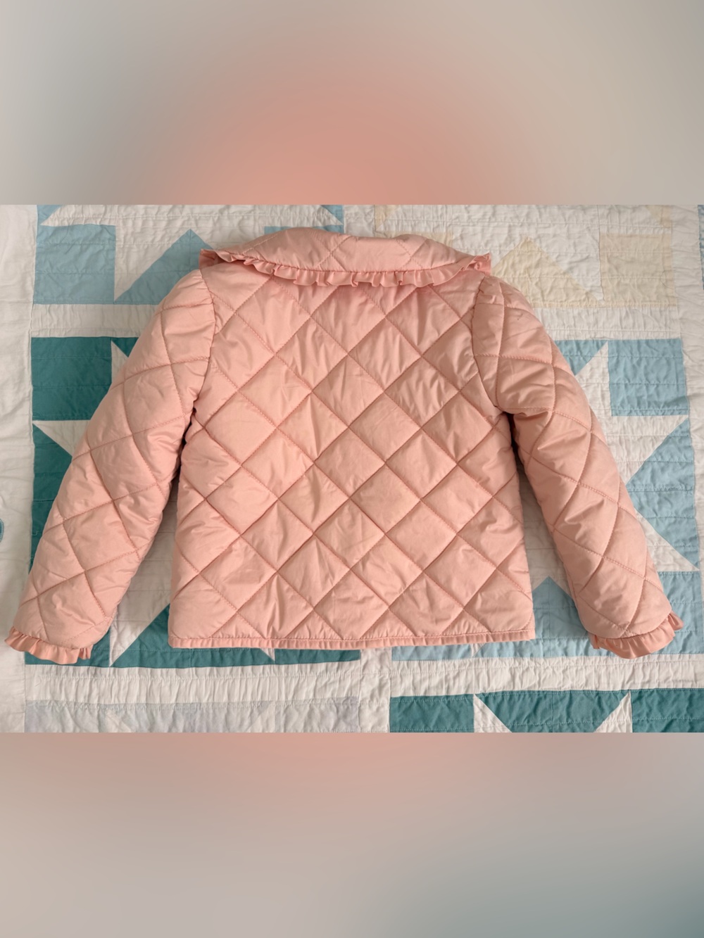 Janie and Jack 3T Light Pink Quilted Ruffle-Trim Jacket - Picture 4 of 5